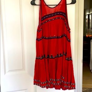 Embroidered red Maxi top or dress
